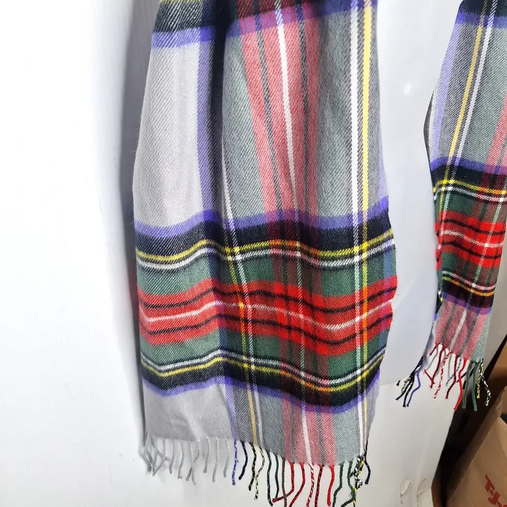 Made in Scotland 100% Cashmere Scarf Fringe Plaid Tartan 66